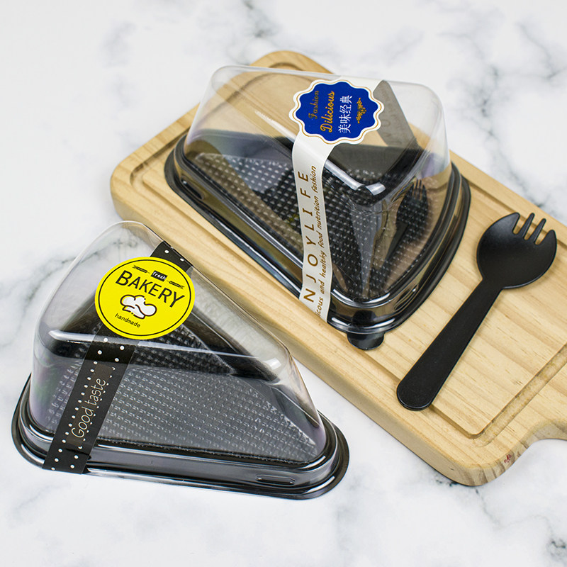 三角形蛋糕盒6寸8寸千层慕斯切件包装盒一次性透明塑料烘焙西点盒