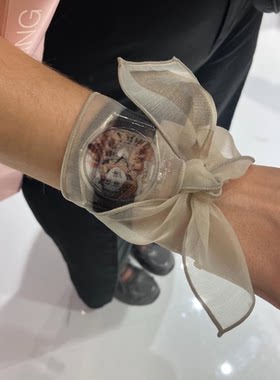 设计师买手店韩国小众品牌氛围感透明网纱手表印花围巾丝巾腕带潮