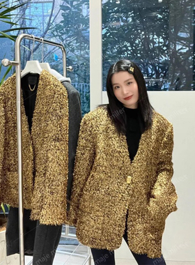 设计师买手店小众高级亮闪闪金丝金葱羊毛西装外套富家女西服宴会