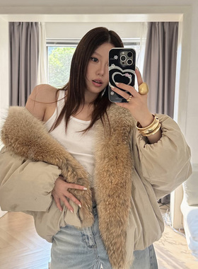 设计师买手店雪山派克羽绒服可拆卸青根貂貉子毛领皮草外套羽绒服