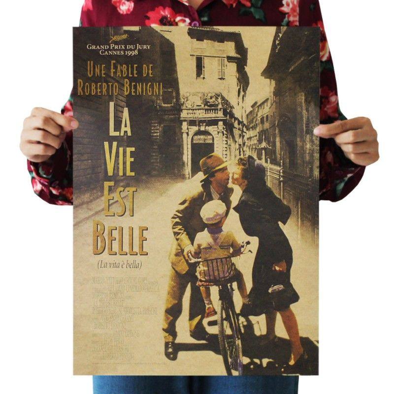 美丽人生海报好莱坞经典高分电影海报复古怀旧牛皮纸海报宿舍墙贴