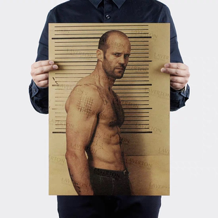 杰森斯坦森复古牛皮纸海报肌肉照宿舍健身房壁纸贴画装饰画