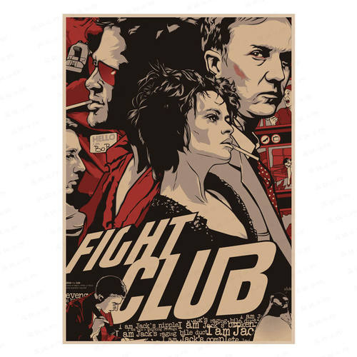 搏击俱乐部 Fight Club 经典电影海报复古牛皮纸装饰画布拉德皮特
