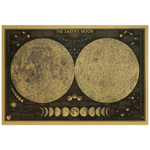 月全食复古牛皮纸系列宿舍卧室酒吧咖啡馆装饰画大尺寸70 47.5cm