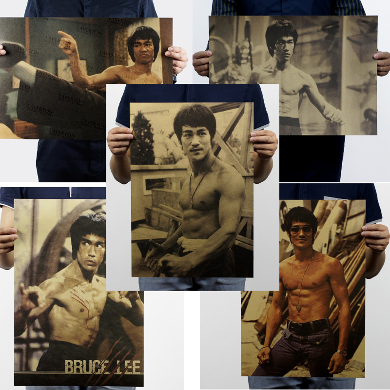 李小龙海报合集复古牛皮纸怀旧卧室装饰挂画励志明星bruce lee 家居饰品 现代装饰画 原图主图