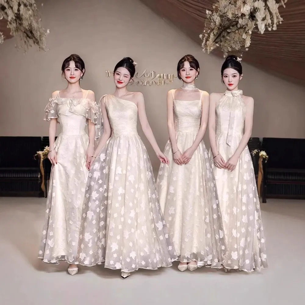 香槟色伴娘服2026新款年会感小众绝美姐妹团订婚礼服裙女平时可穿