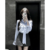 春夏穿搭一整套韩系chic套装 短裙巨好看两件套女 气质通勤条纹衬衫