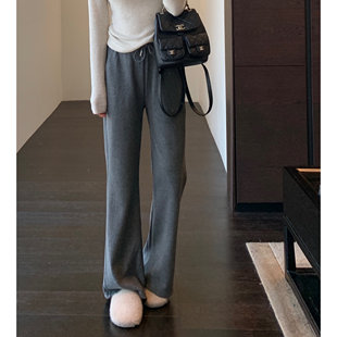 女秋冬新款 AMR 型～显腿长加绒加厚保暖高腰微喇阔腿裤 火爆裤