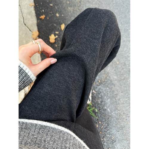 羊毛呢窄版阔腿裤女冬季2