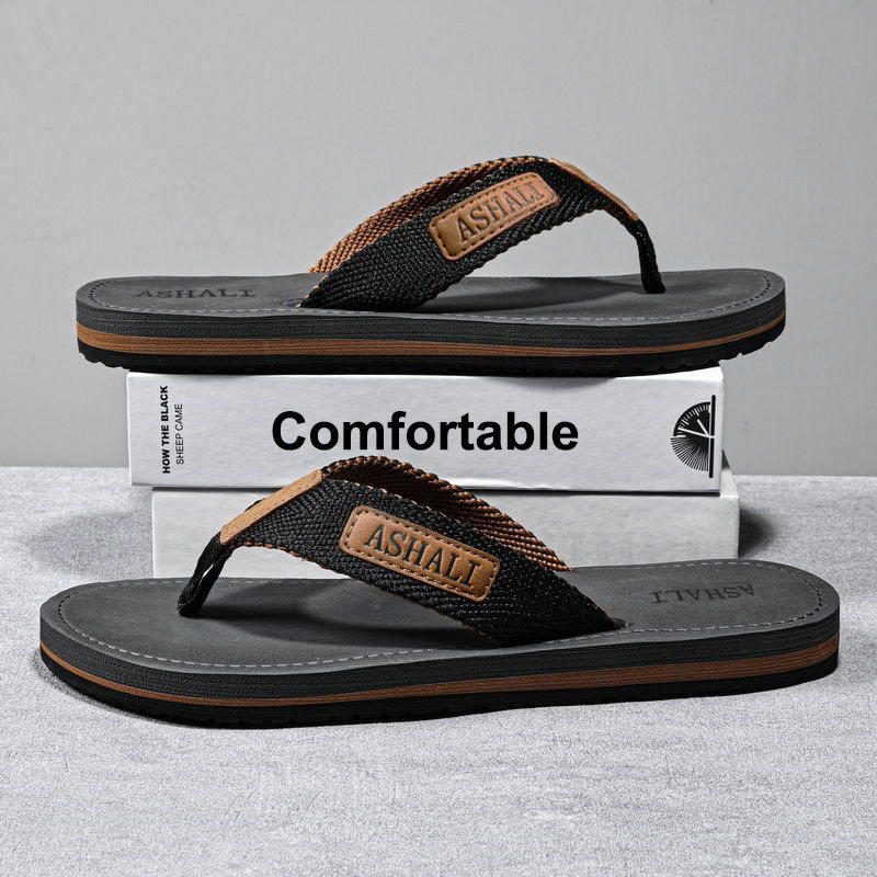 布带人字拖男经典潮流室外穿防滑个性大码高端男士夹脚耐磨拖鞋男