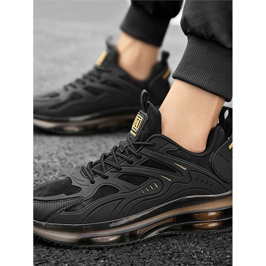 黑色气垫运动鞋男春季透气薄款跑步鞋男款休闲皮面鞋46大码45码47,流行男鞋,时尚休闲鞋,淘宝优惠券,粉丝福利购,淘宝优惠卷