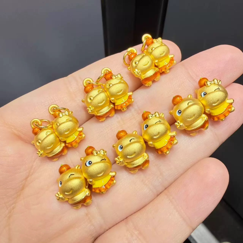 足金999噜噜情侣手串吊坠款水豚噜哥噜妹手串送男友女友七夕礼物