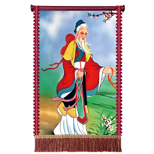 月老画像挂画 姻缘红线红喜神月老星君神像卷轴画 月下老人画像