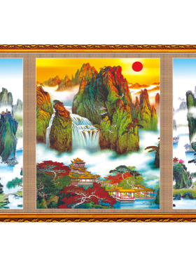 流水生财装饰贴风景画