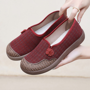 2026春秋新款老北京布鞋舒适奶奶单鞋防滑一脚蹬中年老太太妈妈鞋