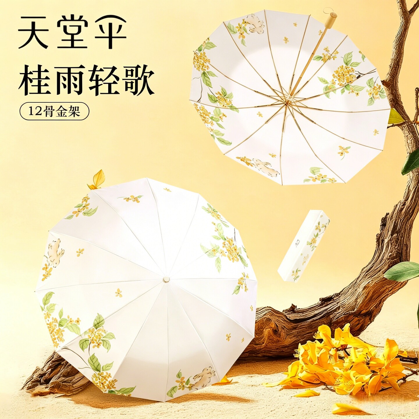 天堂伞高颜值双层太阳伞黑胶防晒伞