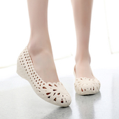 坡跟护士鞋 鸟巢洞洞鞋 白色凉鞋 工作鞋 女夏塑料镂空孕妇妈妈鞋 夏季