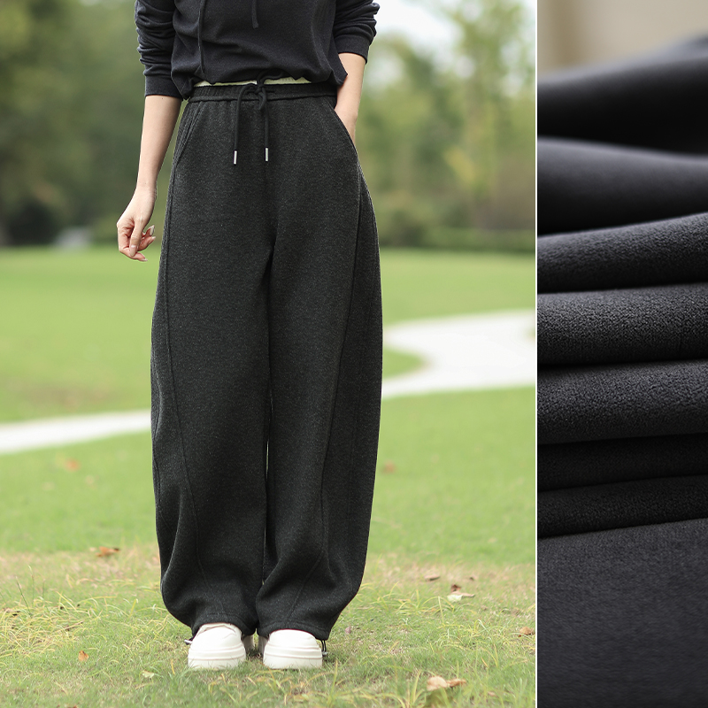 树也 裤型赞爆 加绒加厚保暖羊绒混纺休闲裤宽松百搭弯刀裤2025冬