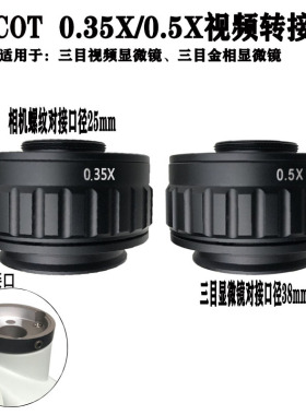 FUCOT三目显微镜0.5X CTV视频转接头0.35X接口相机显微镜摄影目镜