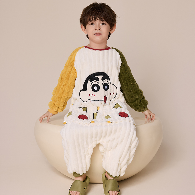 儿童连体睡衣男童秋冬季加绒加厚