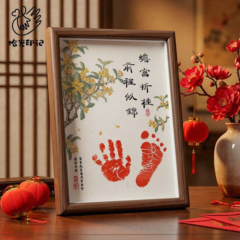 手足情宝宝周岁手足印纪念相框