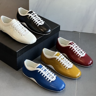 真皮鳄鱼纹复古德训鞋女平底休闲运动板鞋百搭阿甘鞋小白鞋单鞋潮