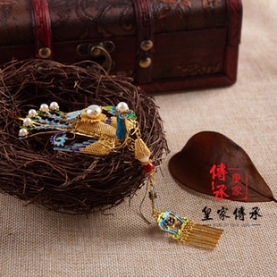 花丝镶嵌古装发饰汉服发饰s925银镀金凤凰簪子古装发簪银复古发饰