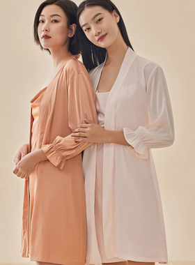 梧桐本色正品赞颂系列春夏家居服外袍缎面睡袍睡衣浴袍WJ22181