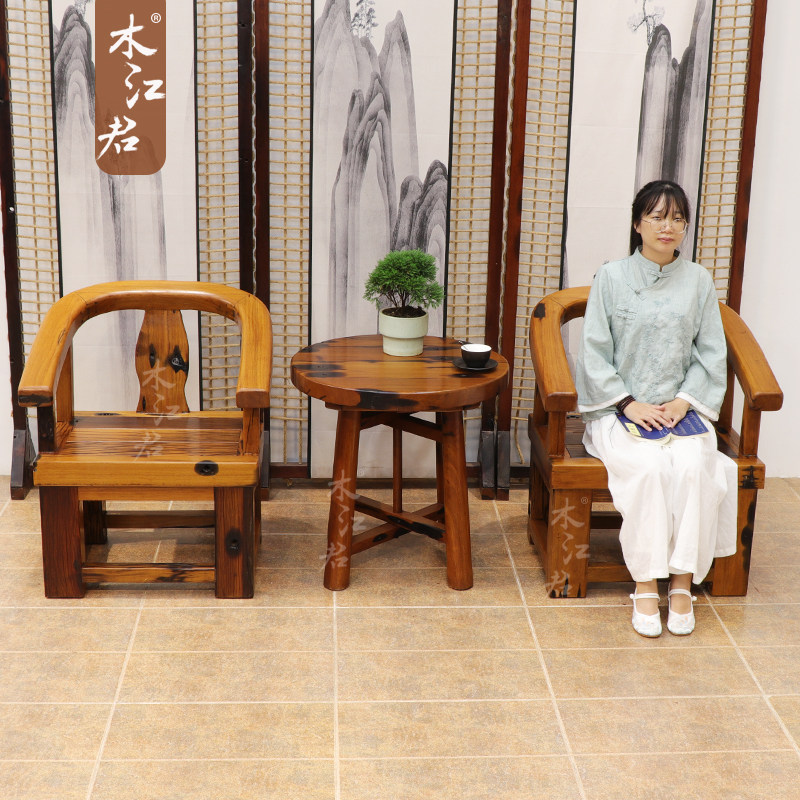 木江君老船木太师椅三件套坤甸木实木材质中式圈椅小户型家用仿古