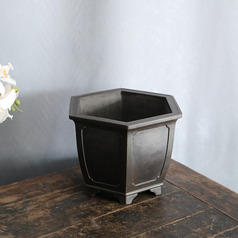 玲珑 紫砂花盆精品手工花窗六方大容量建兰春兰内门竹盆景月季盆