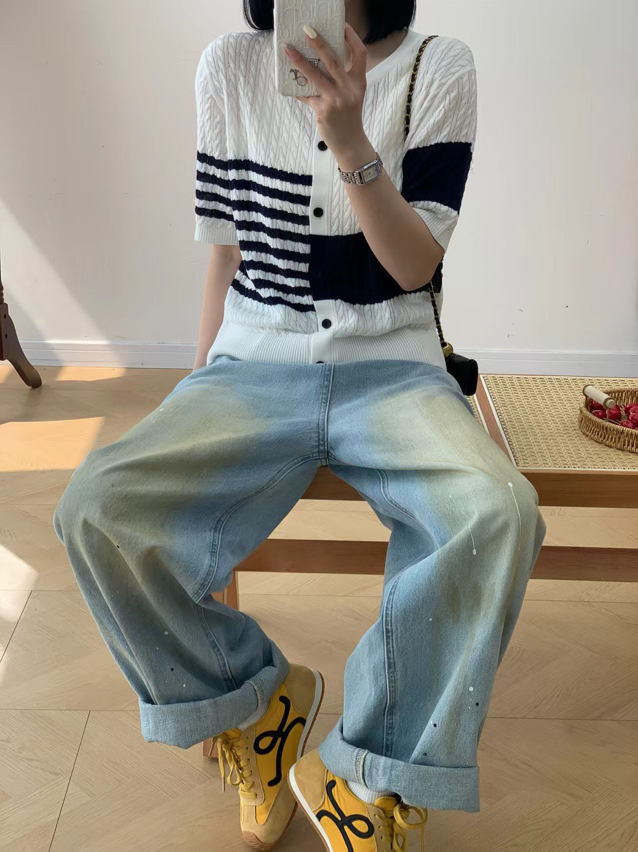 圆领减龄甜美显瘦撞色百搭欧洲站
