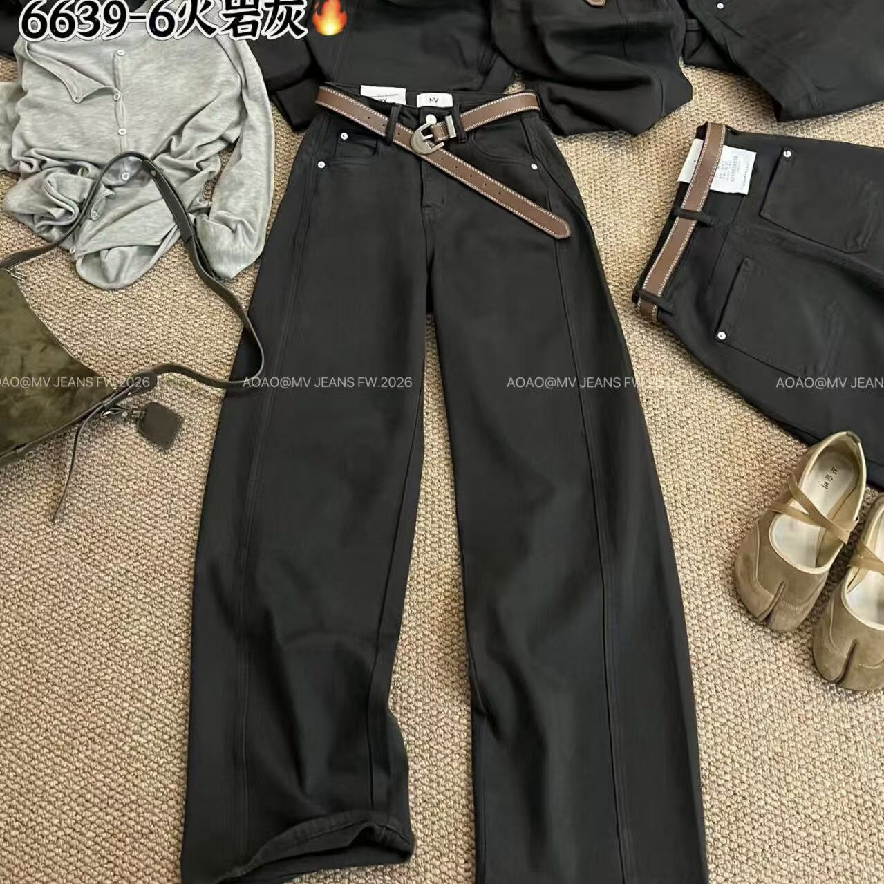 AOAOMV6639秋季爆款牛仔裤女秋季宽松显瘦拖地长裤洋气时尚阔腿裤图片