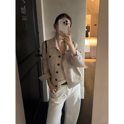 元派BLUEPOPS哑光短款PU皮衣外套女酷飒风今年流行小皮衣潮a6583
