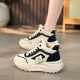 休闲学生运动板鞋 百搭皮面小众春秋厚小白鞋 女2026春秋新款 高帮鞋