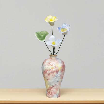 景德镇手工陶瓷花瓶陶瓷花家居装饰品插花玄关电视柜酒店民宿摆设