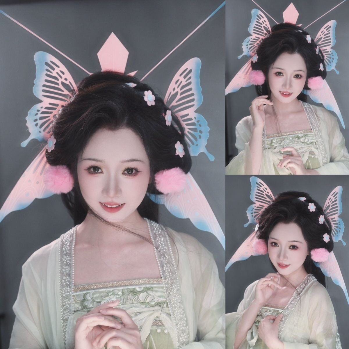 高颜值小众洋气百搭葫芦娃蓝粉色汉服配饰cos蝴蝶妹妹公主风古装