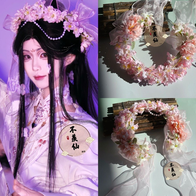 谢怜花冠原创绢花发箍头饰簪花发饰民族爆款仿真花写真发箍Lolita