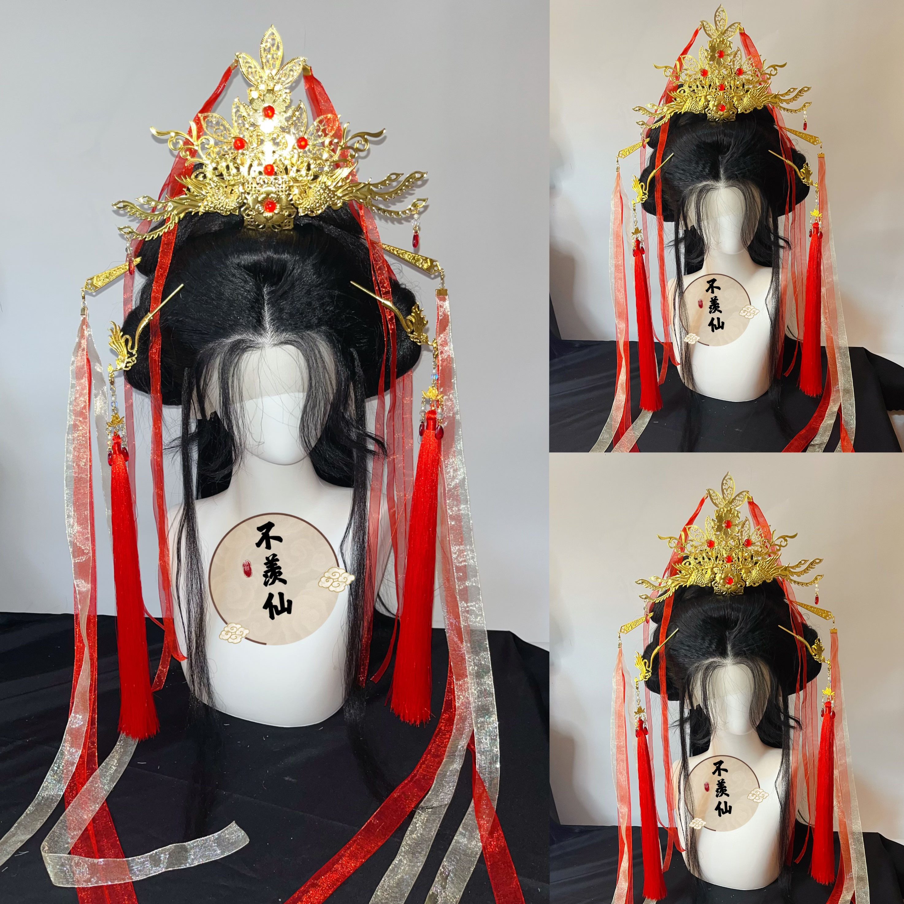 古风cos衍生太子悦神发冠套装神仙演出流苏凤凰女帝新款汉服配饰