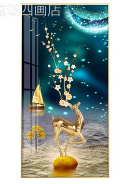 网红入饰户轻奢风关装画福禄高升版走廊过挂道尽头挂画墙玄壁背竖