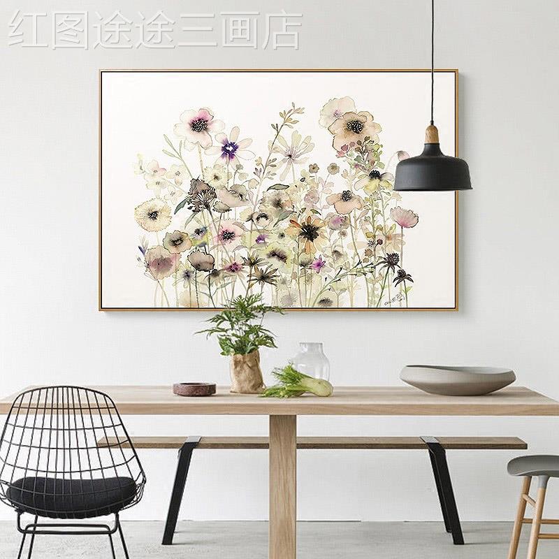 网红崔思群卧仟象画映式餐厅客装饰厅画轻奢美室挂画艺术壁画水彩图片