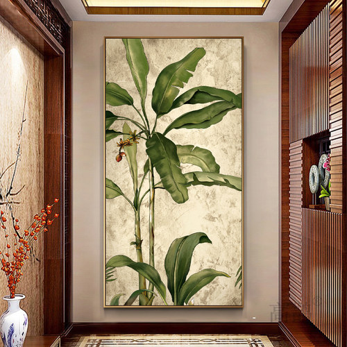 网红式装泰饰画东南风客厅玄关芭叶挂画泰蕉国带雨热林绿亚色植物