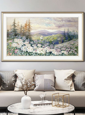 网红现代美式客厅装饰画简约沙发背景墙大尺寸单幅挂画山水风景画