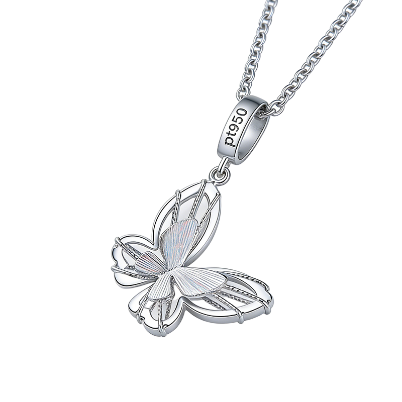 轻奢铂金吊坠女款pt950白金蝴蝶挂坠项链送女友520礼物项链坠