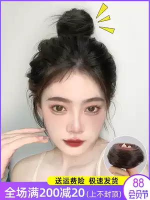 Real hair hair ring Cute meatball head wig Women's plate hair wig ring Ancient style wig bag hair accessories artifact fluffy lazy man