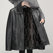 加绒加厚棉衣2025新款 啄木鸟皮衣外套男士 冬季 中老年爷爷皮夹克