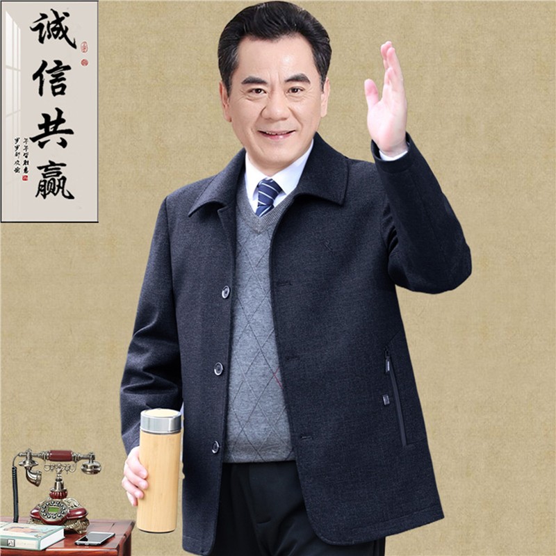 啄木鸟60岁中老年呢子外套男春秋