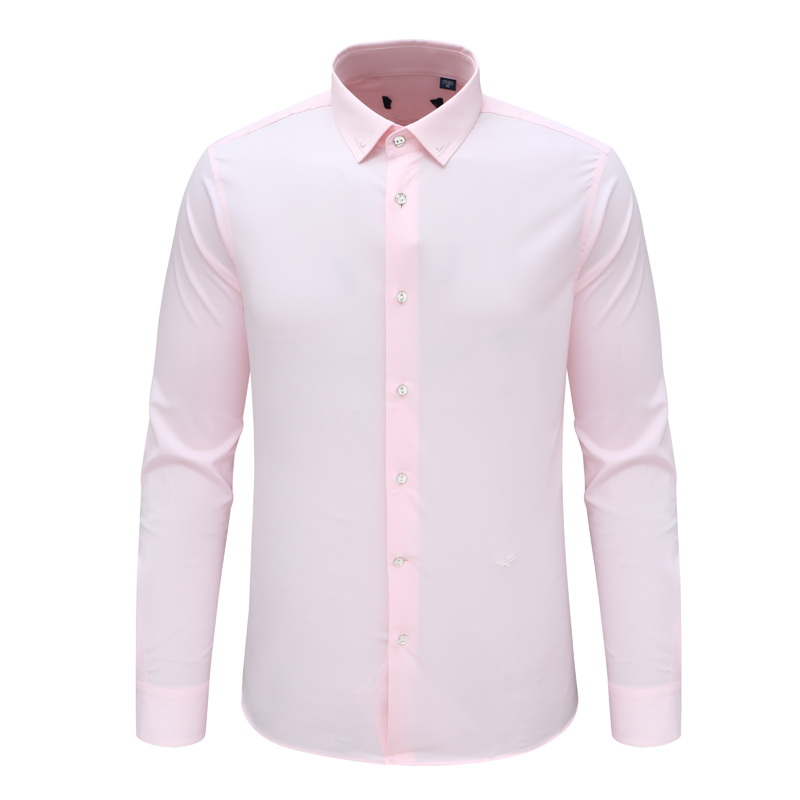 F3896鸟春秋男式长袖衬衫 百搭商务休闲上衣 粉色