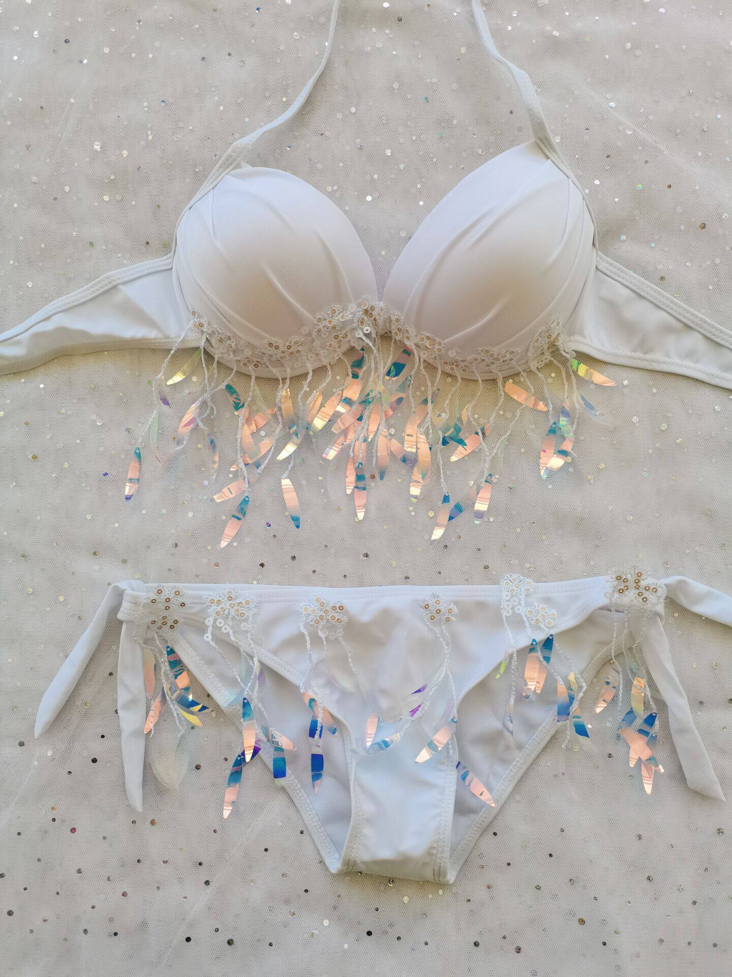 美人鱼bra人鱼亮片胸衣自由潜比基尼海洋馆演出服电音节cospla