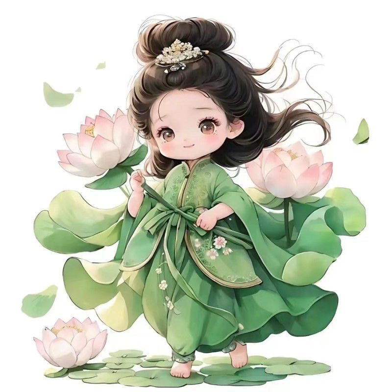 新款荷花姑娘车贴画和和美美儿童贴画墙面遮瑕画装饰自粘防水贴画图片