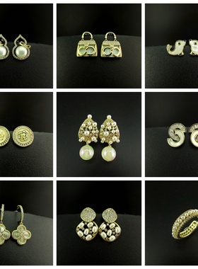 时尚流行饰品防过敏925银针微镶锆石金色女 士耳环耳坠 221002